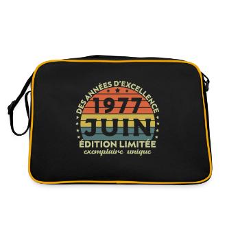 Anniversaire Millésime Fabriqué en Juin 1977 - Sac Retro - noir/or - Dos