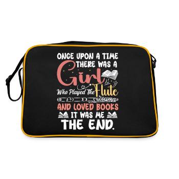 Flötenspieler, Buchliebhaber, Flötist, Marschmusiker - Retro Tasche - Schwarz/Gold - Hinten