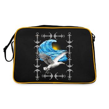 Oiseaux de mer Mouettes Mouettes Vague Mouette - Sac Retro - noir/or - Dos