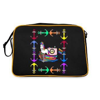 Licornes arc-en-ciel Drapeau arc-en-ciel LGBT - Sac Retro - noir/or - Dos
