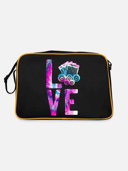 Bingo Player Watercolor Love - Retro Tasche - Schwarz/Gold - Hinten