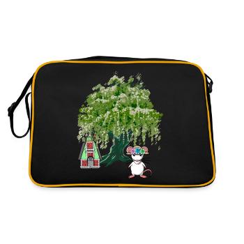 Wald Natur Maus Nager Haus Waldbewohner Baum - Retro Tasche - Schwarz/Gold - Hinten