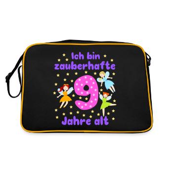 9th Birthday Fairies Magic Fantasy Girl 9 Years - Retro Bag - black/gold - Back