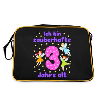 3rd Birthday Fairies Magic Fantasy Girl 3 Years - Retro Bag - black/gold - Back