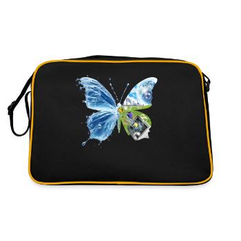 Frutiger Aero Aesthetic Butterfly Computer Fishes - Retro Bag - black/gold - Back