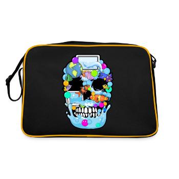 Frutiger Aero Aesthetic Tech Skull Computer Fishes - Retro Bag - black/gold - Back