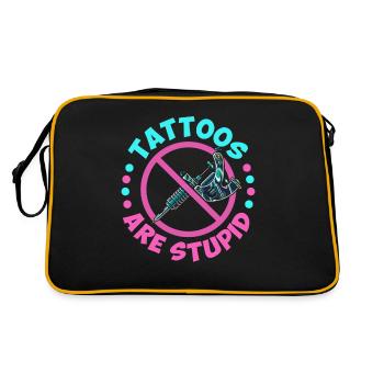 Tattoos Are Stupid Aesthetic Vaporwave Funny - Retro Tasche - Schwarz/Gold - Hinten
