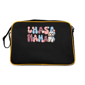 Lhasa Apso Groovy Lhasa Mama - Retro Tasche - Schwarz/Gold - Hinten