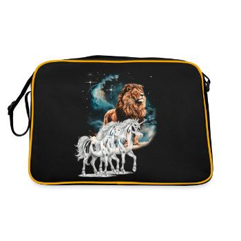 Licornes, Lion, Animaux fantastiques, Lions, Licorne - Sac Retro - noir/or - Dos