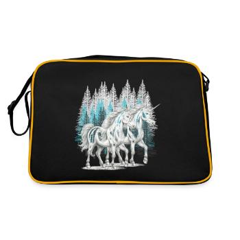 Licornes, Licorne, Animaux mythiques, Personnage de conte de fées - Sac Retro - noir/or - Dos