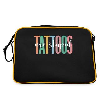 Tattoos Are Stupid Funny Anti Tattoo - Retro Tasche - Schwarz/Gold - Hinten