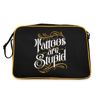 Tattoos Are Stupid Funny Anti Tattoo - Retro Tasche - Schwarz/Gold - Hinten