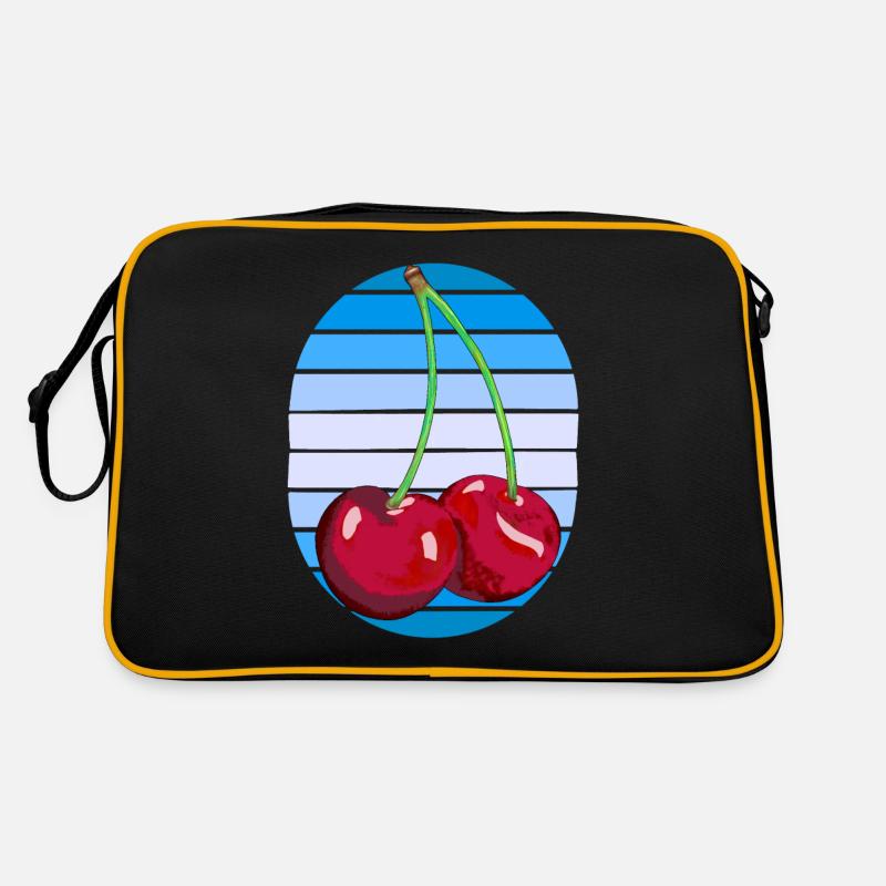 Rockabilly Retro Vintage Kirschen Kirsche Obst - Retro Tasche - Schwarz/Gold