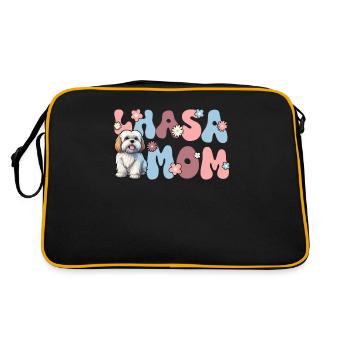 Lhasa Apso Groovy Lhasa Mom - Retro Tasche - Schwarz/Gold - Hinten