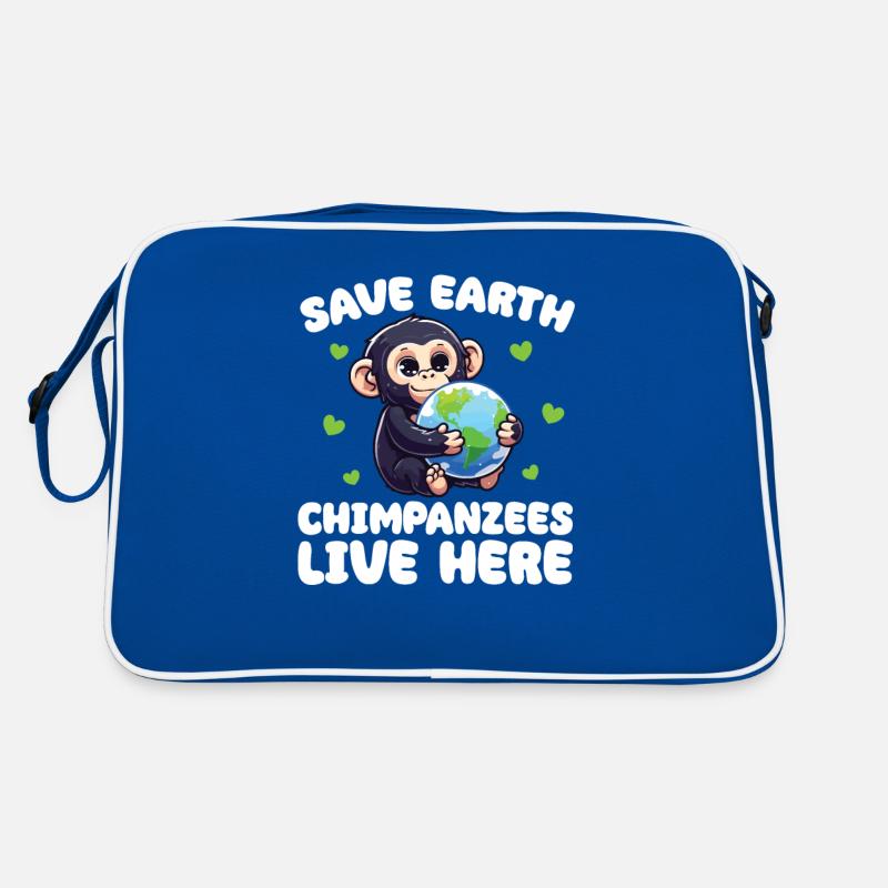 Save the Earth Chimpanzees Live Here Earth Day Retro Bag