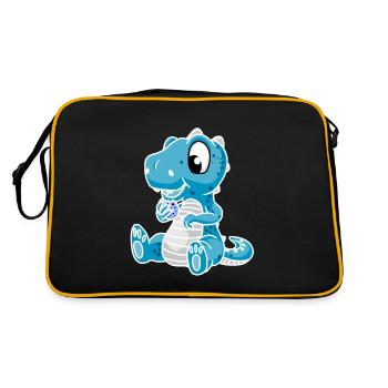 Fantasy Drino Dinosaurier Drachen - Retro Tasche - Schwarz/Gold - Hinten