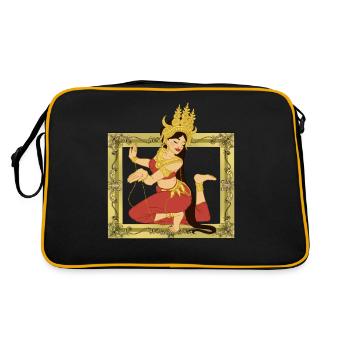 Tänzerin Mädchen Frau Asien Indien - Retro Tasche - Schwarz/Gold - Hinten