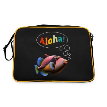Humuhumunukunukuapua'a Hawaiianischer Riff-Drücker - Retro Tasche - Schwarz/Gold - Hinten