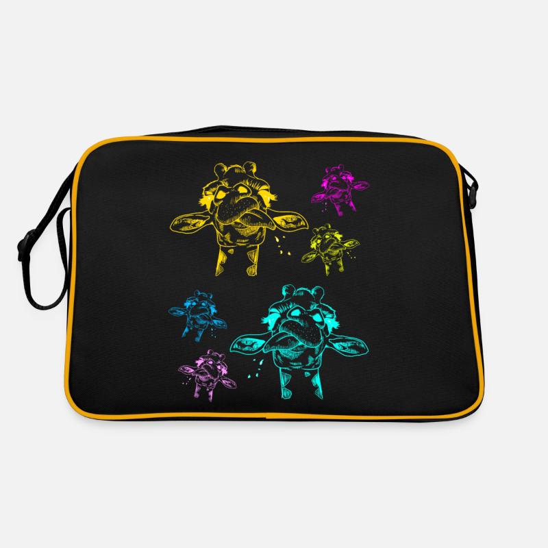 Giraffe Giraffen Safari - Retro Tasche - Schwarz/Gold
