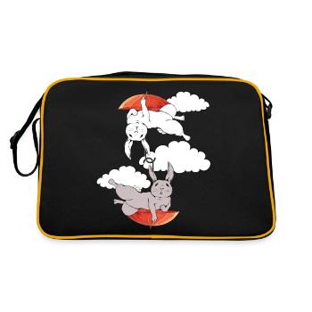 Bunny Bunnies Rabbit Umbrella Flying Dream - Retro Bag - black/gold - Back