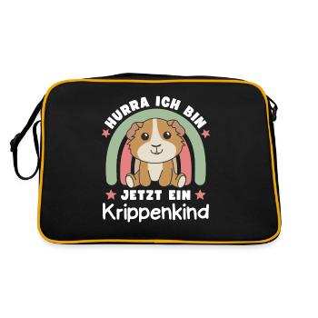 Hurra Ich Bin Jetzt Ein Krippenkind - Retro Tasche - Schwarz/Gold - Hinten