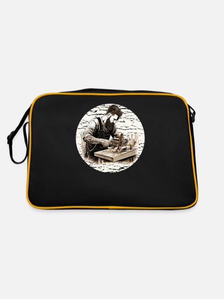 Handwerker Zimmermann-Holzarbeit Zimmerer - Retro Tasche - Schwarz/Gold