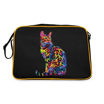 Bengalische Katze Pop Art - Retro Tasche - Schwarz/Gold - Hinten