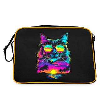 Lunettes de soleil chat birman plage coucher de soleil butt - Sac Retro - noir/or - Dos