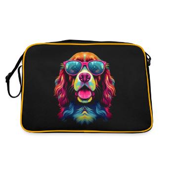 Brittany Spaniel Chien Lunettes Pop Art - Sac Retro - noir/or - Dos