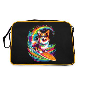 Lunettes de soleil Corgi Dog Surfing Pop Art - Sac Retro - noir/or - Dos