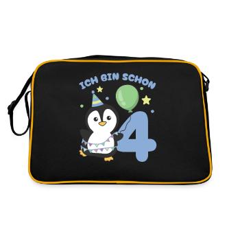 J’ai déjà 4 enfants d’anniversaire de pingouins - Sac Retro - noir/or - Dos