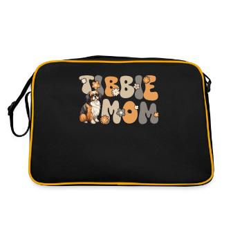 Tibet Spaniel Groovy Tibbie Mom - Retro Tasche - Schwarz/Gold - Hinten