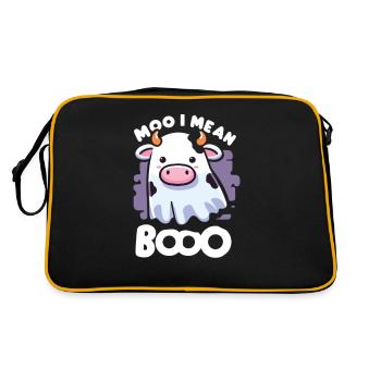 Moo Je veux dire Boo Mignon Kawaii Halloween Vache Fantôme - Sac Retro - noir/or - Dos