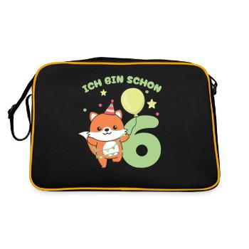 J’ai déjà 6 enfants d’anniversaire de renard - Sac Retro - noir/or - Dos