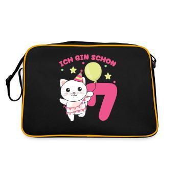 I'm already 7 cats birthday kids - Retro Bag - black/gold - Back