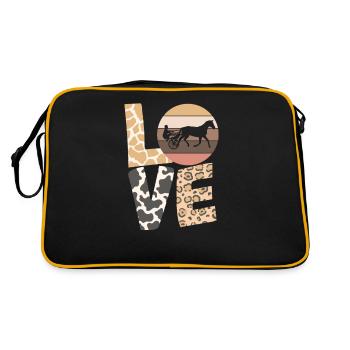 Trabrennpferd Trabrennsport Pferdesport Pferde - Retro Tasche - Schwarz/Gold - Hinten