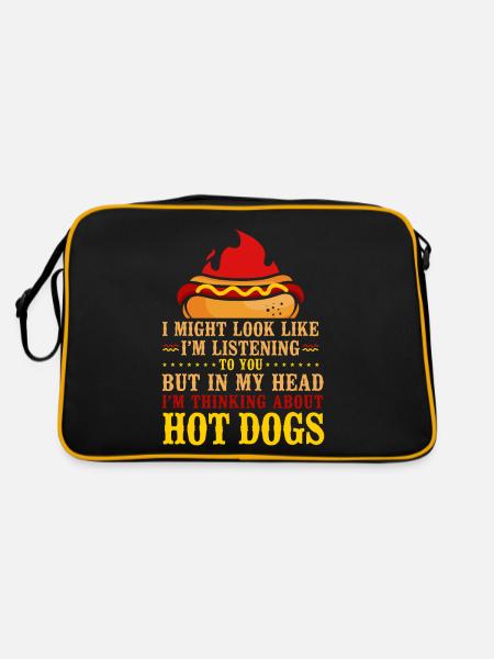 Hot Dog Adult I Might Look Like - Retro Bag - black/gold - Back