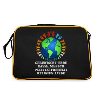 contre le racisme, contre la droite, contre les nazis, l’amour - Sac Retro - noir/or - Dos