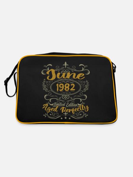 1982 June 1982 Birthday Gift June 1982 June - Retro Bag - black/gold - Back