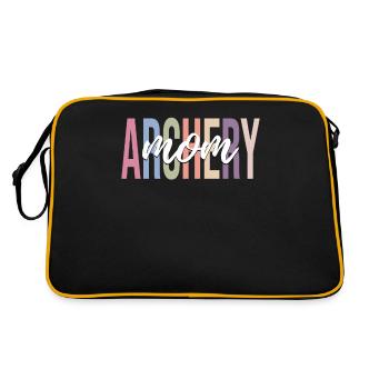 Bogenschützin Bogen und Pfeil - Retro Tasche - Schwarz/Gold - Hinten