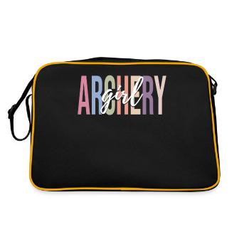 Bogenschützin Bogen und Pfeil - Retro Tasche - Schwarz/Gold - Hinten