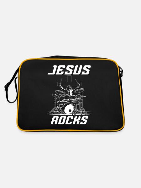 Rock 'n' Roll Musik, Tanzen, Konzert, Festival - Retro Tasche - Schwarz/Gold - Hinten