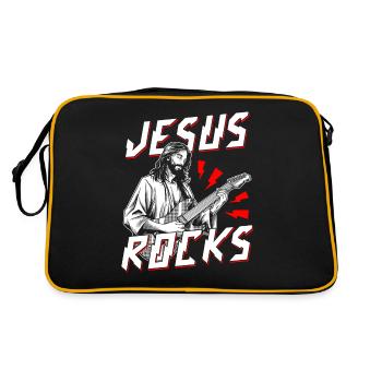 guitare, musicien, groupe de musique, guitariste, - Sac Retro - noir/or - Dos