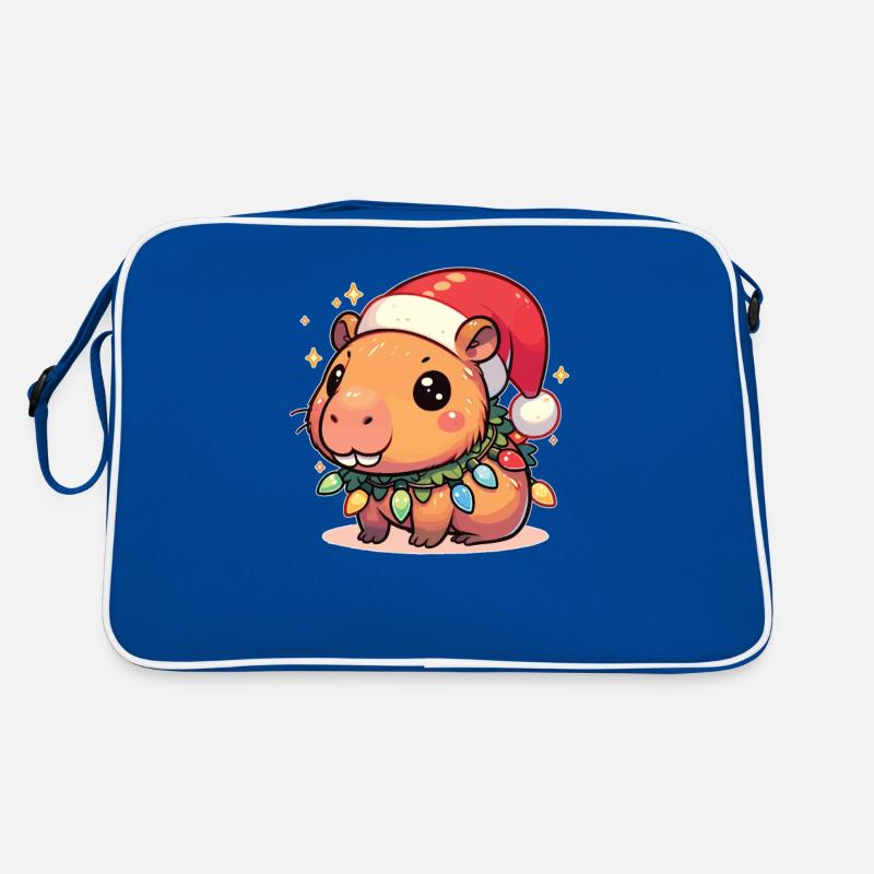 Weihnachtsmütze Weihnachten Lichterkette Capybara Retro Tasche