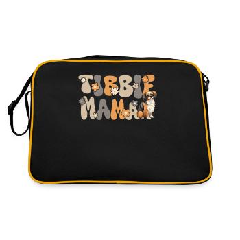 Tibet Spaniel Groovy Tibbie Mama - Retro Tasche - Schwarz/Gold - Hinten