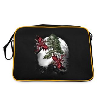 Drache Drachen Fabel Mittelalter Märchen Myth - Retro Tasche - Schwarz/Gold - Hinten