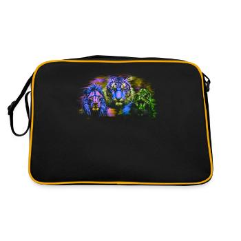 Lion Lions Chat Chat Zoo de la faune sauvage - Sac Retro - noir/or - Dos