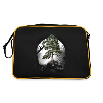 Forêt Nature sauvage Conifères Forêt Arbre Pin Halloween Arbres - Sac Retro - noir/or - Dos