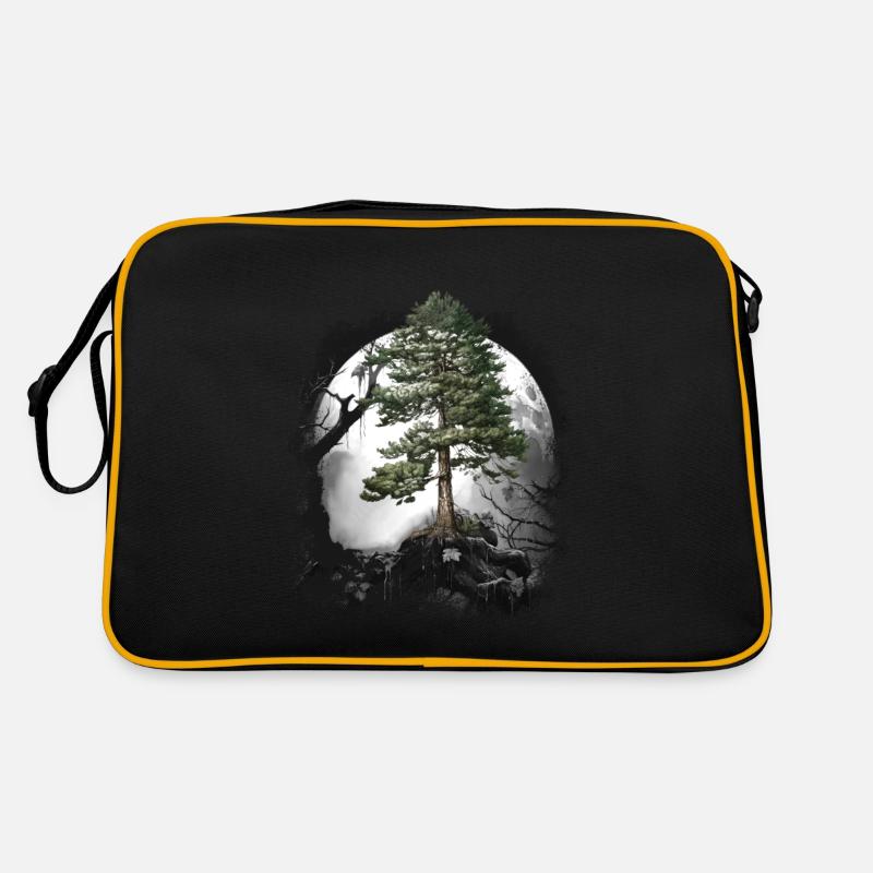Forest Wilderness Coniferous Forest Tree Pine Halloween Trees Retro Bag
