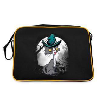 Magisch Katze Katzen Zauberer Märchenfigur Märchen - Retro Tasche - Schwarz/Gold - Hinten